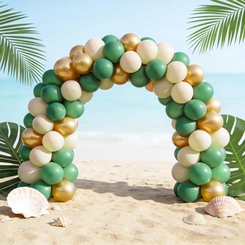 Sage Green Gold White Balloons Kit 60pcs 12 in Sage Green Sand White Latex Balloons Metallic Gold Helium Balloons and Electric Balloon Pump Multiple - Image 4