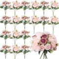 Geosar 24 Bundles Artificial Peonies Flowers,Dusty Rose, Champagne Pink by Geosar