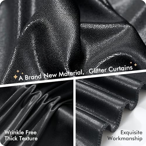 10ftx10ft Shimmer Black Sequin Backdrop Curtain for Parties, Thick Wrinkle Free Glitter Backdrop Drapes Photo Back Drop Curtains for Birthday Wedding Halloween Photography Background-2 Panels 5x10ft - Image 3