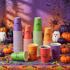 Funnymoom 120 Pcs Halloween Party Cups 12 oz Disposable Pumpkin Paper Cups - Image 6