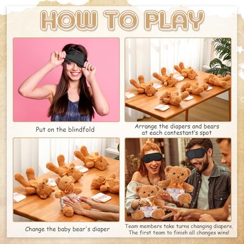 Simgoing 19 Pcs Bear Diaper Changing Game Supplies, Elegant, Light Brown - Image 4