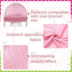 Leinuosen Set of 2 Sequin Pink and Green Arch Backdrop Cover 5ft and 6ft Witch and Princess Theme Party Arch Backdrop Cover Spandex Stand for Witch Princess Party Supplies - Image 3
