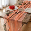 6Pcs Coral Peach Cheesecloth Table Runner 120 Inches for Party Home Decor by KEKETOARRANGE