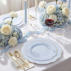 NOCCUR 175PCS Blue Plastic Plates with Gold Disposable Silverware - Include 50 Light Blue and Gold Plastic Plates,25 Knives,25 Forks,25 Spoons,25 Cups and 25 Napkins - Baby Shower/Party/Spring/Wedding - Image 7