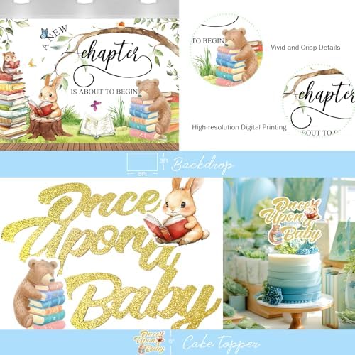 Party Inspo A New Chapter Begins Baby Shower Decorations – 109 PCs A New Chapter Baby Shower Theme Party Supplies with Backdrop, Balloon Garland, Cake Topper, Balloon Boxes - Image 4