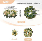 NUPTIO Artificial Flowers Candle Rings - 6 Pcs 14 inch Diam Large Champagne & White Fake Roses Wreath Wedding Centerpieces for Tables Spring Summer Wreath for Front Door Weddings Party Ceremony Decor - Image 4