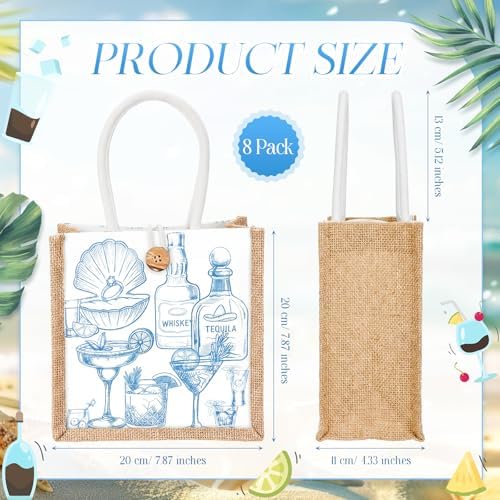 Abbylike 8 Pcs Bachelorette Gift Bags Burlap Bridesmaid Party Favor Bags with Handle Blue Reusable Canvas Beach Goodie Tote Bag for Bachelorette Bridal Last Toast on The Coast Party Decor - Image 4