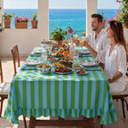 Tudomro Striped Tablecloth, Rectangle, Emerald, Sky Blue, 84'' X 60'' - Image 6