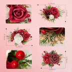 TINGE TIME 3Pcs Pre-made Cake Toppers，Wedding Artificial Flowers Decor, Cake Decorations for Weddings, Birthdays, Party,Baby Shower,Celebration(Burgundy) - Image 4