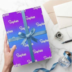 MyPupSocks Custom Birthday Gift Wrapping Paper, Personalized Gradient Purple And Blue Gift Wrap Paper with Logo Funny Wrapping Paper Roll for Men Women Boys Girls Christmas Memorial 58x23 3 Rolls - Image 5