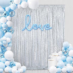 Silver Sequin Backdrop 7ft x 7ft Glitter Photo Booth Backdrop Curtains - Image 3