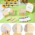 80 Wedding Guest Book Alternative tumbling tower Wooden Block, Sunflowers - Image 4