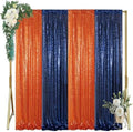 ShinyBeauty Orange Navy Blue Sequin Backdrop 4 Panels 2FTx8FT Glitter Background Sparkle Curtains Wedding Backdrops Birthday Backdrops for Photography Background by ShinyBeauty