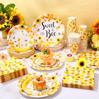 Funnymoom 250 Pcs Bee Paper Plates Napkins Cups for Baby Shower Serves 50 - Image 5