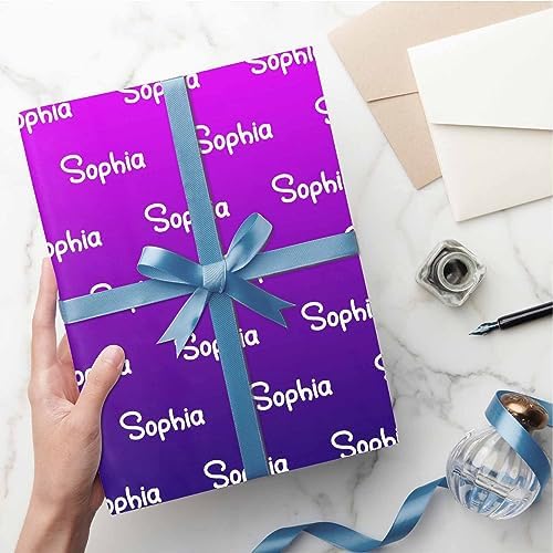MyPupSocks Custom Birthday Gift Wrapping Paper, Personalized Gradient Purple Gift Wrap Paper with Logo Funny Wrapping Paper Roll for Men Women Boys Girls Christmas Memorial 58x23 3 Rolls - Image 5