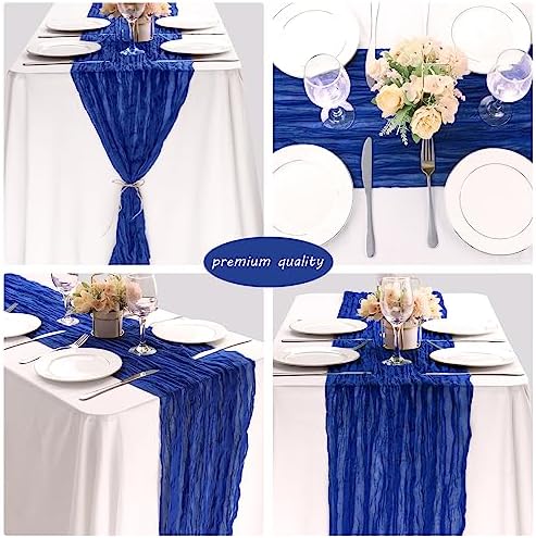 35x120 Inch Royal Blue Cheesecloth Table Runner Wedding Birthday Decor - Image 5