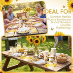 450 Pcs Tableware Set, Serve 50, Yellow, Sunflower Birthday - Image 4