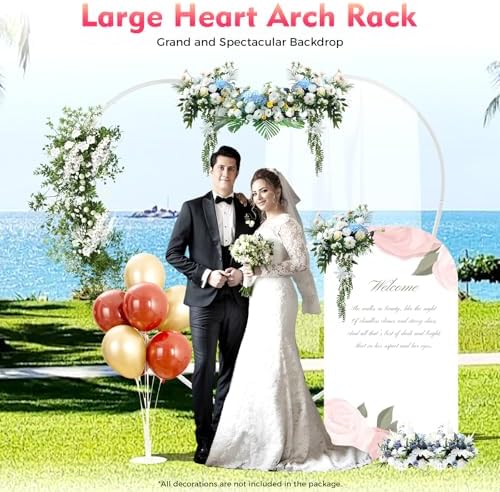 Heart Shape Wedding Arches for Ceremony, 6.9FT Love Arch Backdrop Stand, Metal Heart-Shaped Balloon Arch Frame for Wedding Bridal Birthday Party Decorations (White) - Image 5