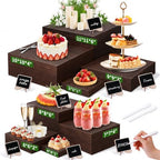8Sizes Wooden Nested Buffet Risers with Mini Signs for Party Decor by Simplechoicesimplelife