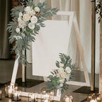 2Pcs Faux Floral Swag for Wedding Welcome Signs, Elegant Floral Decor for Ceremony and Reception, Ideal for Home Decoration (White) - Image 3