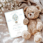 Personalized Baby Shower Invitations with Optional Books for Baby Insert | Vintage Hot Air Balloon Baby Shower Invite | Custom Printed Invitation - Image 6
