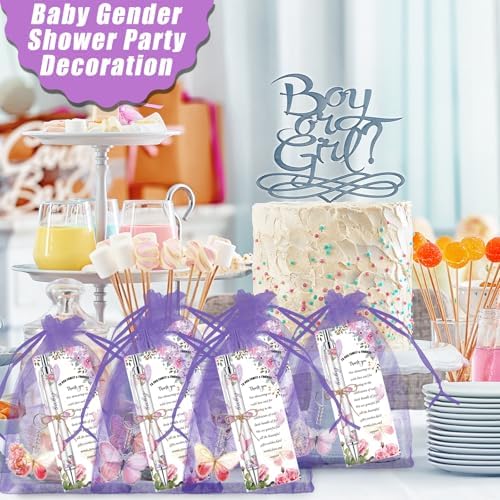289 Pieces Butterfly Baby Shower Gifts for Guest Ballpoint Pens and Keychains Favors for Girls Bulk Retractable Baby Shower Pens Gender Reveal Thank You Cards Souvenirs Prizes - Image 6