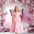 8X6ft Flower Butterfly Wall Backdrop Pink Floral Princess Girl Birthday Party Photography Background Photo Backdrop Art Wedding Banner Photo Studio Props - Image 2