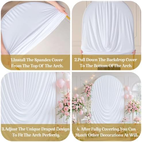 7.2FT White Arch Backdrop Cover Wedding Draped Arch Cover, Stretchy Spandex Balloon Backdrop Arch Stand Covers for Wedding Ceremony, Baby Shower, Photography Birthday Party Decorations - Image 4