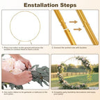 Chamvis Metal Round Balloon Arch Kit, 7.2ft (2.2m) Golden Round Arch Stand Kit: Garden Plants Vines Climbing Frame for Wedding Birthday Photo Background Party Supplies Decorations - Image 5