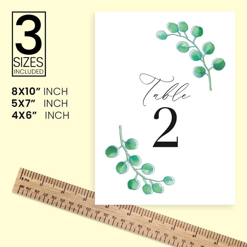 Eucalyptus Green Design Table Number Cards Double Sided Party Table Numbers for Reception Baby Shower Anniversary Birthday Bridal Party 4x6 100 Pcs - Image 4