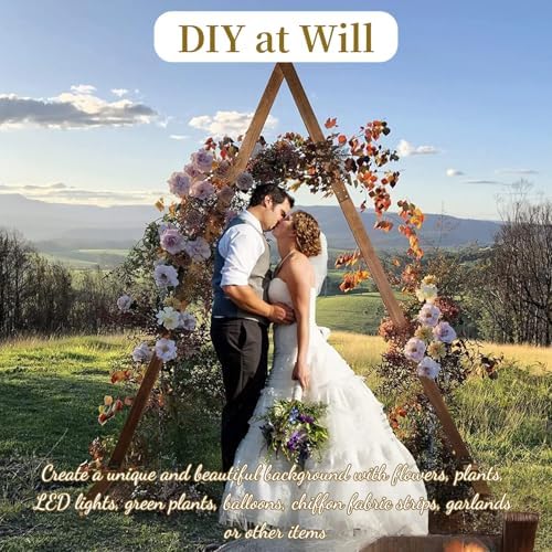 Rustic Farmhouse Triangle Wood Arch - 8.2FT Wedding & Garden Arbor Backdrop Stand for Parties, Outdoor Events, and Garden Decorations (Triangle) - Image 4