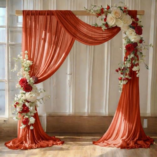 Pack of 2 Wedding Arch Drape Panel Fabric 30" x 30ft - Terracotta by MDS