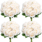 48 PCS Champagne Roses Artificial Flowers, Silk by DIYDOFUN
