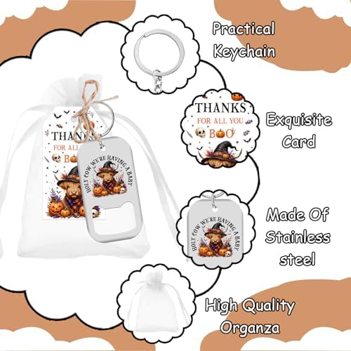 72PCS Halloween Highland Cow Baby Shower Favors Bottle Opener Keychains - Image 6