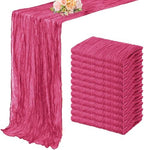 Hot Pink 12 Pack Cheesecloth Table Runner 10FT Boho Fabric Rustic Cheese Cloth Table Runner for Wedding 20 x 120 Inch Long Bridal Shower Baby Shower Gauze Sheer Birthday Party Table Decorations by FoliafeelHome