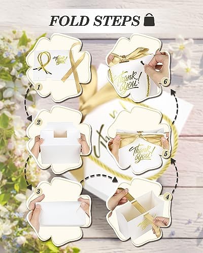 EQOREIIN 100 Pack Small Thank You Gift Bags with Handles & Ribbon, White - Image 4