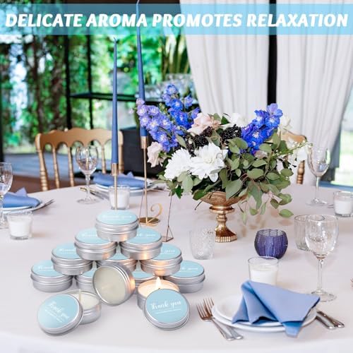 Mtlee 50 Pcs Blue Thank You Candles Wedding Baby Shower Party Favors - Image 5