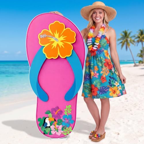 Funrous 5 Ft Hawaiian Cardboard Cutouts Standee, 5 ft, Flip Flop, 1 Pcs by Funrous