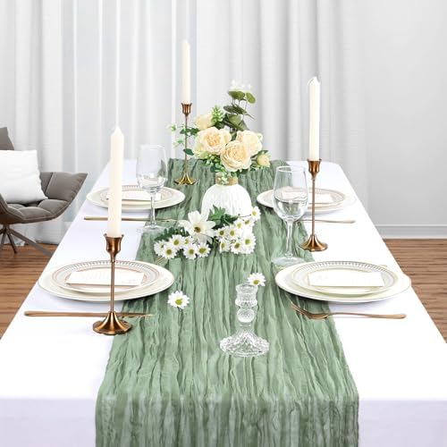 12 Pack 35 x 120 Inch Sage Green Table Runner Cheesecloth - Image 4