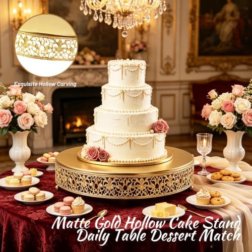 Cake Stand, Metal Round Cupcake Dessert Stand Cake Display Holder Cookies Fruit Serving Tray Decor for Wedding Party Birthday Baby Showers Anniversary (14 in, Dark Gold) - Image 5