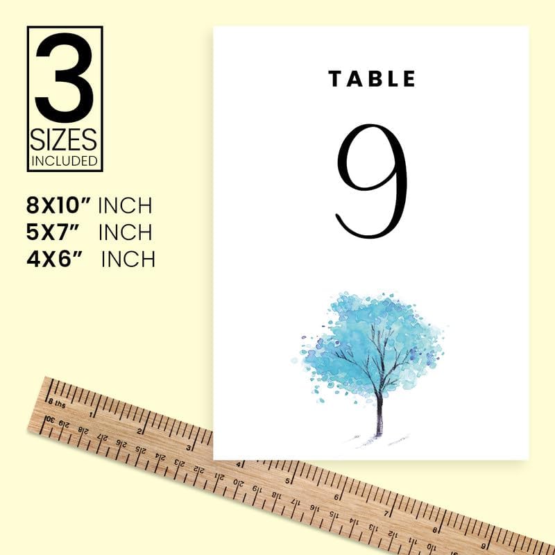 Blue Tree Design Table Number Cards Double Sided Party Table Numbers for Reception Baby Shower Anniversary Birthday Bridal Party 5x7 100 Pcs - Image 4