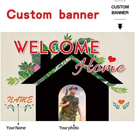 Custom Welcome Home Banner Decoration,Welcome Back Home Yard Sign for Outdoor Decor, Military Homecoming Deployment Returning Party Supplies(5x7.5ft) - Image 2