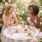 Yungyan 216 Pcs 72 Guest Tea Party Plates and Napkins Sets Floral Tea Party Supplies 6" Paper Plates, 9 oz Cups and Saucers Disposable Tableware Set for Birthday Wedding Bridal Shower Decorations - Image 6