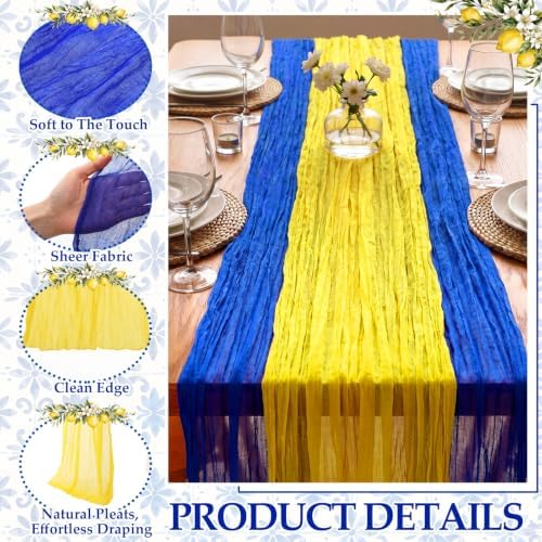 6 Pcs Blue Yellow Party Decorations Amalfi Coast Table Runner - Image 5