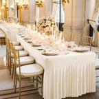 Wish Care 8 Pack Ivory Spandex Table Clothes for 6 Foot Rectangle Tables, 6FT Wrinkle Free Fitted Tablecloths Ruffles Design Table Cloth for Party, Banquet, Wedding and Events - Image 2