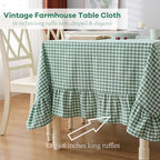Green White Gingham Ruffled Table Cloth Rectangular 102"x60" - Image 4
