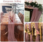 6 Pack 10Ft Dusty Rose Valentine's Day Chiffon Table Runner 29x120 Inches Sheer Fabric Table Runner Romantic Wedding Runner for Thanksgiving Christmas Bridal Shower Decorations （Dusty Rose） - Image 4