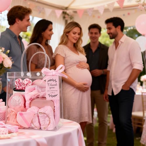 79 Pcs Baby Shower Game Prizes for Winners, Spa-Inspired Gift Set with "Thank You"-Makeup Bag, Jewelry Box, Eye Mask & Gift Bags for Baby Shower Game Prizes Wedding Bridal Shower Favors (Pink) - Image 3