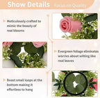 NUPTIO Flower Wreath for Table Centerpieces: 9.05 Inch Small Pink & White Candle Rings for Wedding Party Christmas Decorations - Rose Wreaths for Spring Summer Front Door Porch Decor 6 Pcs - Image 5