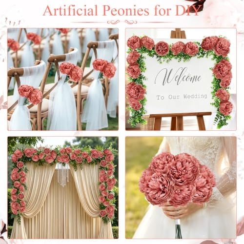 56 Pcs Peonies Artificial Flowers, 4.8’’ Fake Peonies - Dusty Pink - Image 4